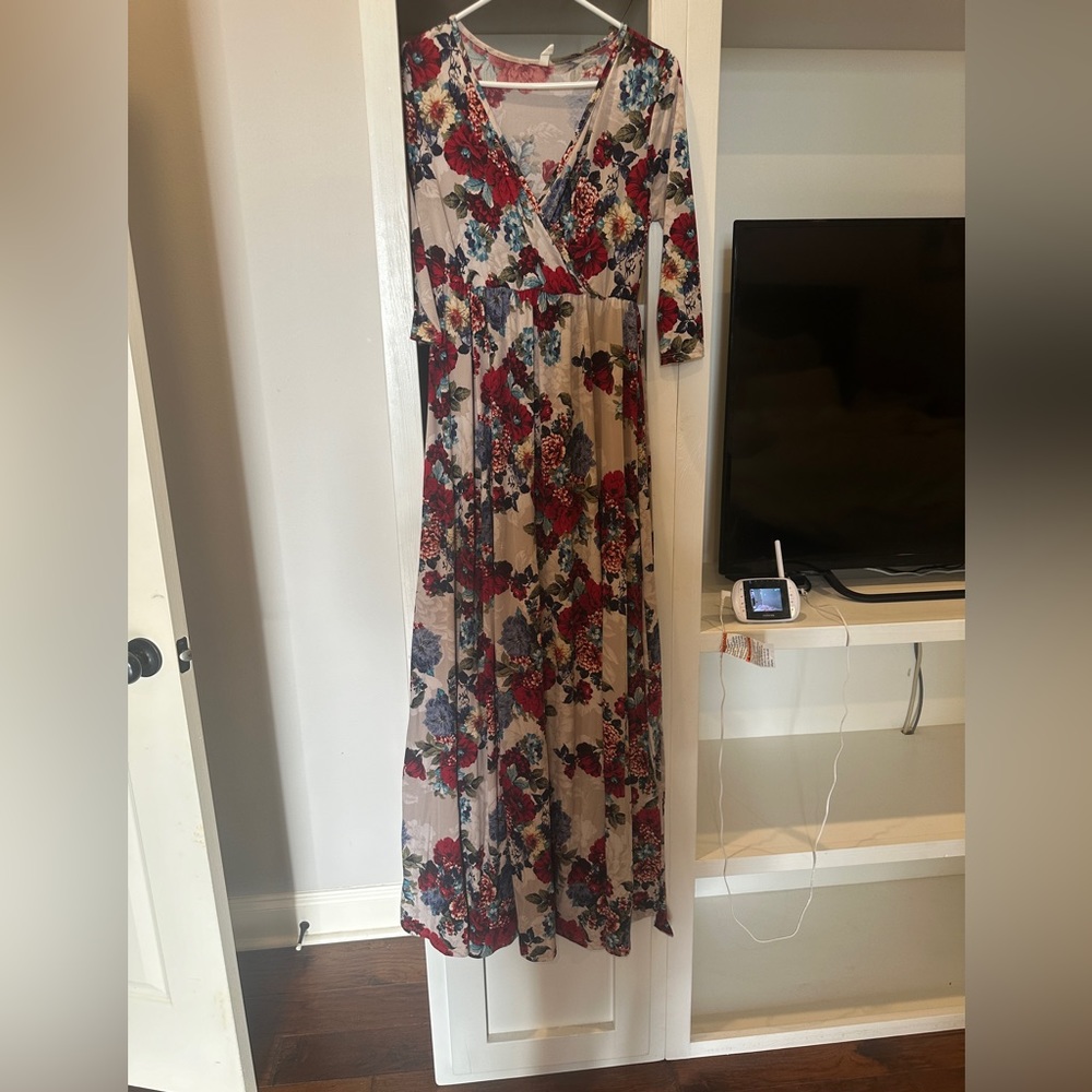 Maternity Pink Blush Wrap Maxi Dress